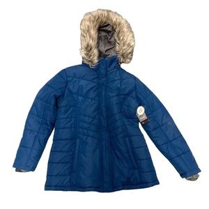 Swiss Tech Womens Full Zip Snow Puffer Jacket With Fake Fur NWT